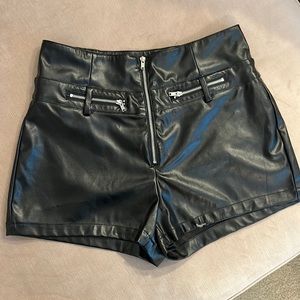 Black Faux Leather Shorts